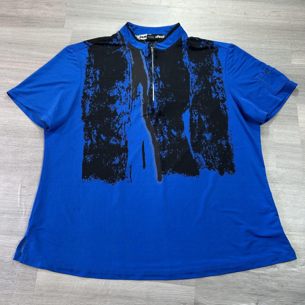 Jamie Sadock Shirt Womens XL Blue Colorblock 1/4 Zip Mock Neck Short Sleeve Golf